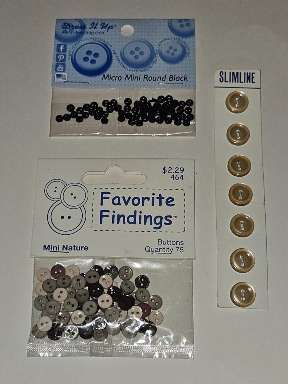 NOS Round Buttons Lot Favorite Findings Mini Nature Micro Mini Black Slimline